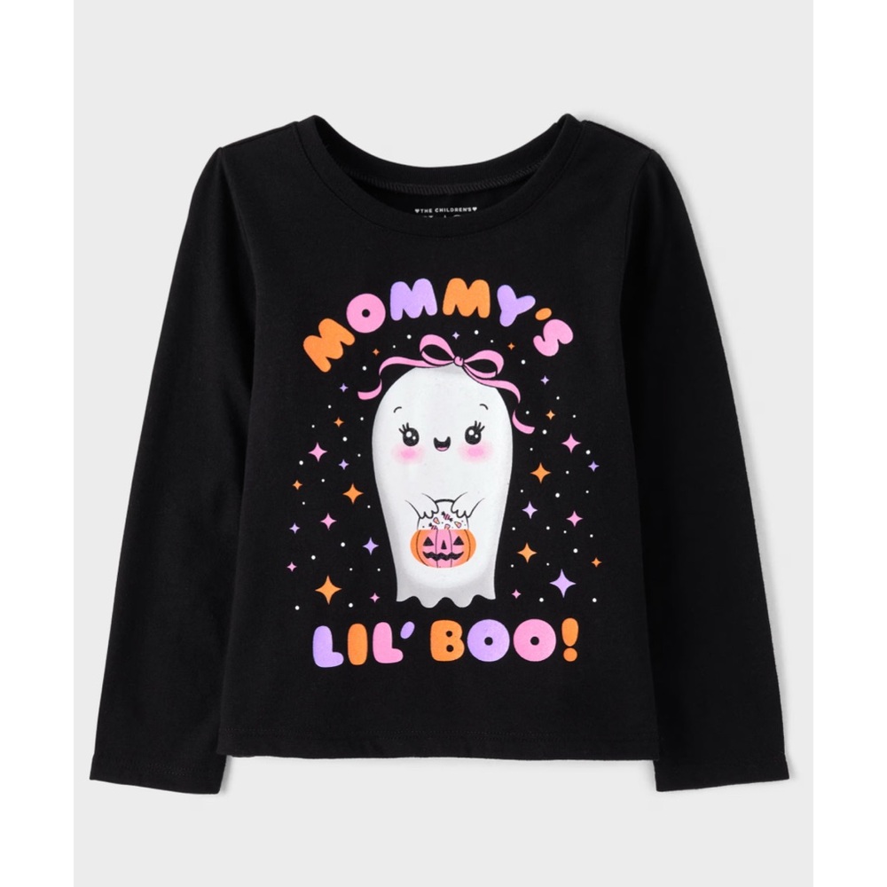 Mommy's Lil Boo Graphic Long Sleeve Tee - Black